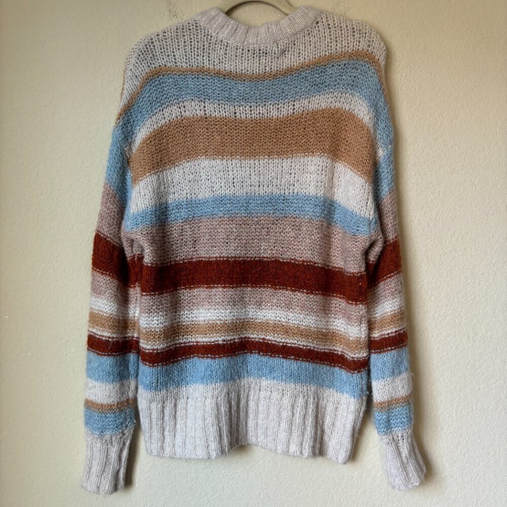 American Eagle Cozy Wool Blend Boho Striped Print Slouchy Sweater - Picture 7 of 7